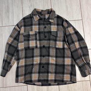 SHEIN Checkered Flannel Shirt in Black, Gray, and Tan